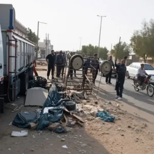 Destruction des étals de vendeurs ambulants à Abadan par les agents municipaux